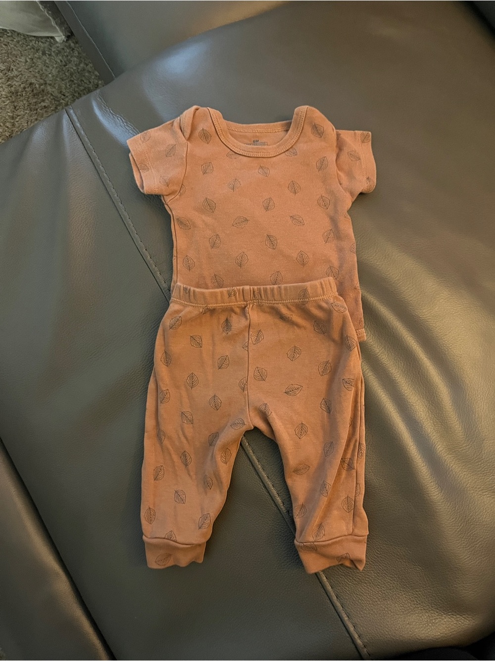 Rust Leaf Print One-Piece Set for Kids